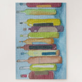 Wijnflessen in Waterverf Legpuzzel (Verticaal)