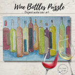 Wijnflessen in Waterverf Legpuzzel<br><div class="desc">Verzamel rond de tafel met je vrienden en familie en geniet van het samenstellen van dit originele schilderij van wijnflessen. Neem een glas wijn terwijl je puzzelt! Deze puzzels zijn ontworpen met 'quality time' in het achterhoofd. Mijn familie houdt van puzzels en veel vrienden zijn gestopt en hebben goede chats...</div>