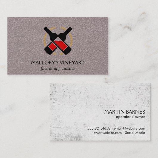 Wijnflessen | Leder Visitekaartje (Voorkant / Achterkant)