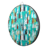 Wijnflessen, meerkleurige flessen, achtergrond tur dartbord (Voorkant Rechts)