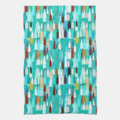 Wijnflessen, meerkleurige flessen, achtergrond tur theedoek (Verticaal)