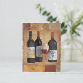 Wijnflessen met glas briefkaart (Staand voorkant)