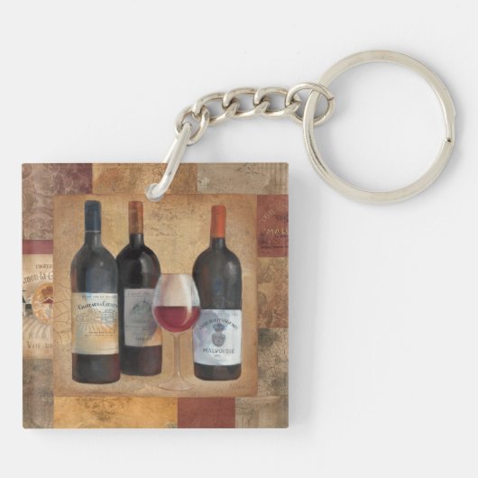 Wijnflessen met glas sleutelhanger (Achterkant)