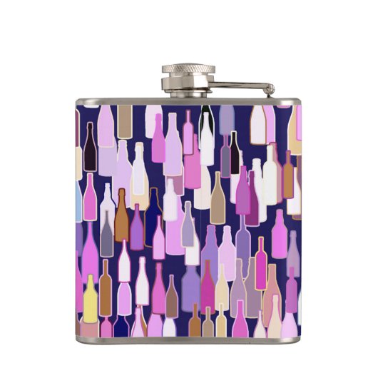 Wijnflessen, met meerdere kleuren, donkerblauwe ac heupfles (Achterkant)