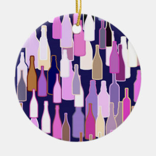 Wijnflessen, met meerdere kleuren, donkerblauwe ac keramisch ornament