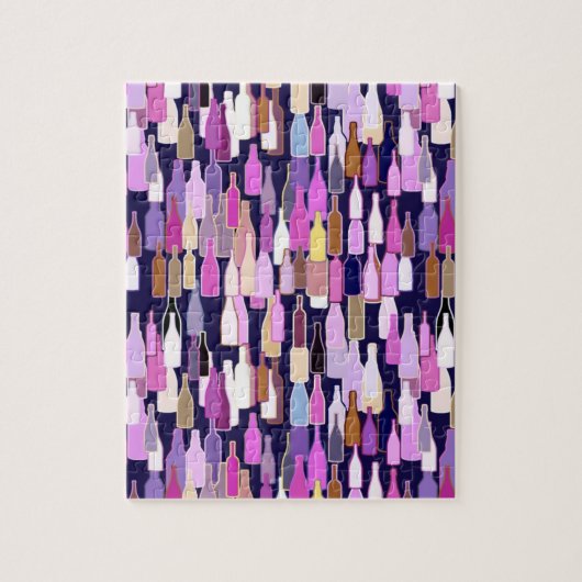 Wijnflessen, met meerdere kleuren, donkerblauwe ac legpuzzel (Verticaal)