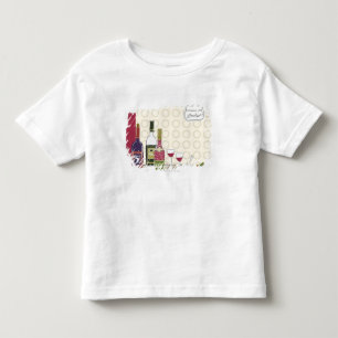 Wijnflessen met wijngaarden op tafel kinder shirts