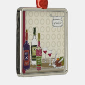 Wijnflessen met wijngaarden op tafel metalen ornament (Rechts)