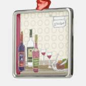 Wijnflessen met wijngaarden op tafel metalen ornament (Links)