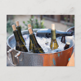 Wijnflessen op ijs briefkaart