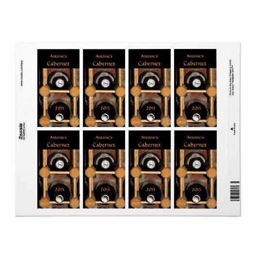 Wijnflessen op racketiket etiket (Full Sheet)