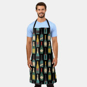 Wijnflessen personaliseren zwart schort (Gedragen)