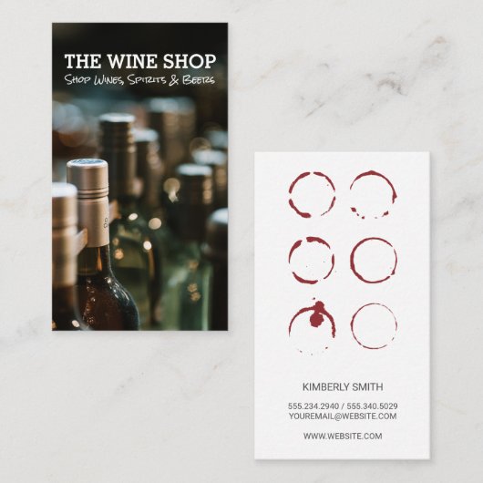 Wijnflessen | slijterij visitekaartje (Voorkant / Achterkant)