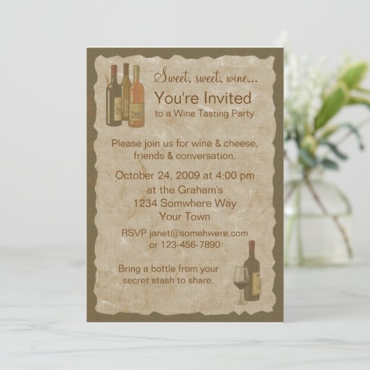  wijnflessen Uitnodiging (Staand voorkant)
