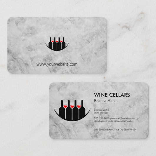 Wijnflessen | Vineyard Restaurant Afsprakenkaartje (Voorkant / Achterkant)