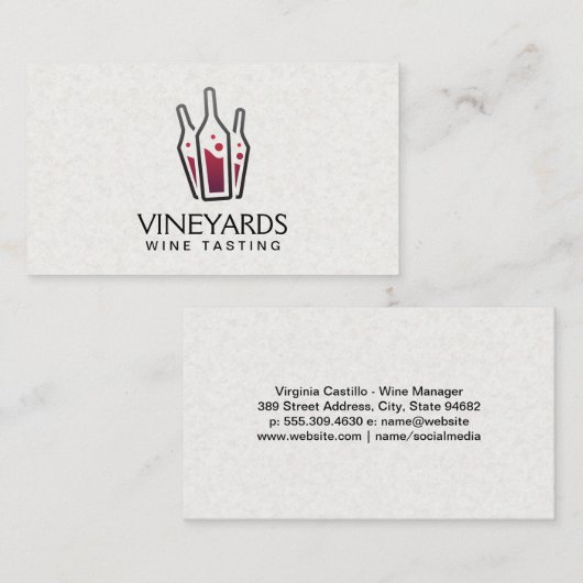 Wijnflessen Visitekaartje (Voorkant / Achterkant)