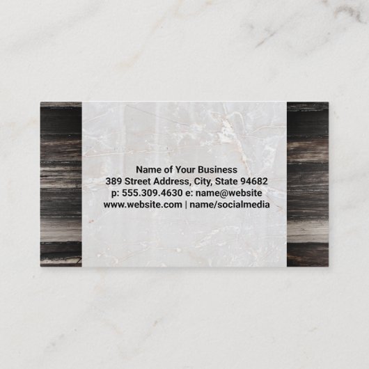 Wijnflessen | Visitekaartje van marmer en hout (Achterkant)