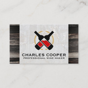 Wijnflessen   Visitekaartje van marmer en hout