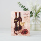 Wijnflessen, wijnglas en druiven briefkaart (Staand voorkant)