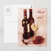 Wijnflessen, wijnglas en druiven briefkaart (Voorkant / Achterkant)