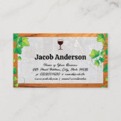 Wijnflessen | Wijnstokken | Steen en hout Visitekaartje (Achterkant)