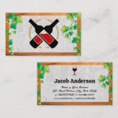 Wijnflessen | Wijnstokken | Steen en hout Visitekaartje (Voorkant / Achterkant)