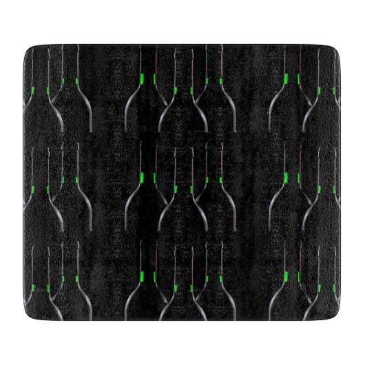 Wijnflessen Zwart Decoratieve Glas Snijplank (Voorkant)
