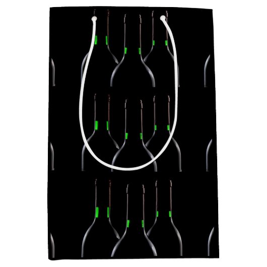 Wijnflessen Zwart Medium Gift Bag Medium Cadeauzakje (Voorkant)