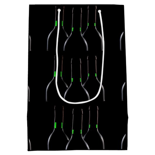 Wijnflessen Zwart Medium Gift Bag Medium Cadeauzakje (Achterkant)