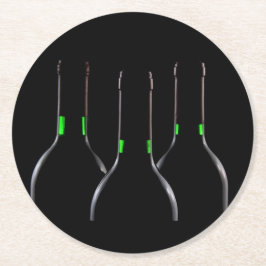 Wijnflessen zwart rond papier Onderzetter