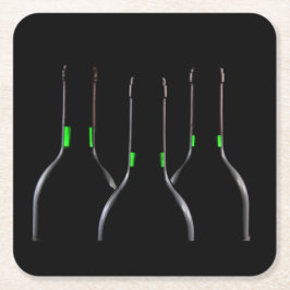Wijnflessen Zwart Vierkant Papier Onderzetter