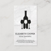Wijnflessenglazen Logo | Marmeren achtergrond Visitekaartje (Voorkant)
