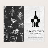 Wijnflessenglazen Logo | Marmeren achtergrond Visitekaartje (Buitenkant ongevouwen)