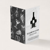 Wijnflessenglazen Logo | Marmeren achtergrond Visitekaartje (Buitenkant)