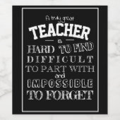 Wijnflessenleraar Bedankt voor de waardering Gift Wijn Etiket (Enkel label)