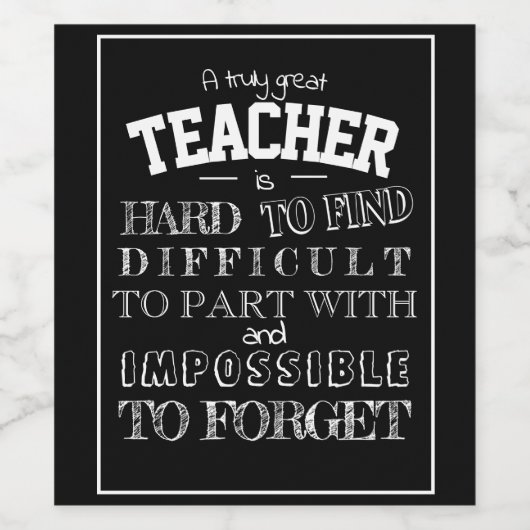 Wijnflessenleraar Bedankt voor de waardering Gift Wijn Etiket (Enkel label)