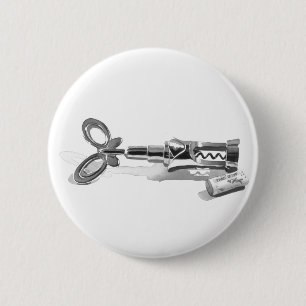 "Wijnflessenopener" Keukenkunst Waterverf Ronde Button 5,7 Cm