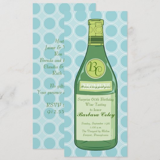 Wijnflessenpartij en -doucheuitnodiging kaart (Voorkant / Achterkant)