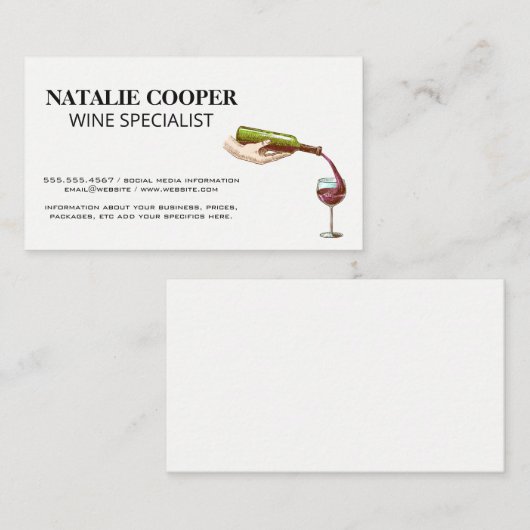 wijnflessenschenking visitekaartje (Voorkant / Achterkant)