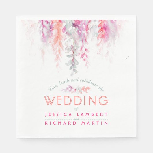 Wijnfloreel koraal oranje roze bruinbruinservetten servet (Voorkant)