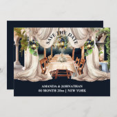 Wijngaard al fresco dineren chique wijnmakerij out save the date (Voorkant / Achterkant)