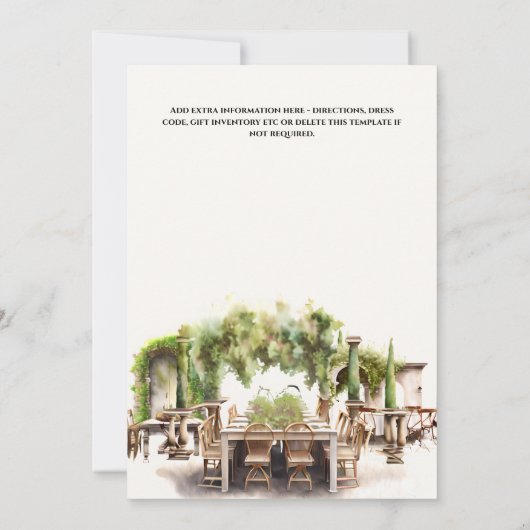 Wijngaard al fresco dineren luxe diner wijn kaart (Achterkant)