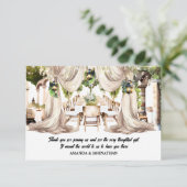 Wijngaard al fresco wijn boerderij tafel tafellake bedankkaart (Staand voorkant)