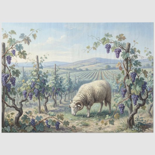 Wijngaard Begrazing Ramendecoupage Tissuepapier (Voorkant)