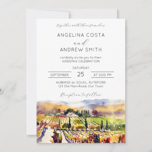 Wijngaard bruiloft alles in één sjabloon kaart (Voorkant)