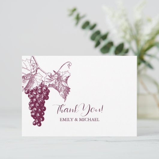 Wijngaard bruiloft dank u kaart (Staand voorkant)