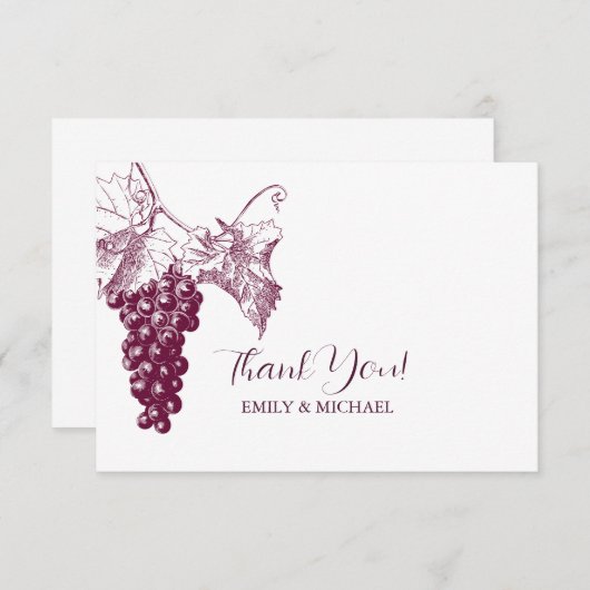 Wijngaard bruiloft dank u kaart (Voorkant / Achterkant)