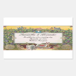 Wijngaard Bruiloft Gepersonaliseerde Wijnfles Labe Rechthoekige Sticker