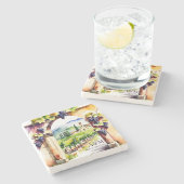 Wijngaard bruiloft gunsten monogrammed stenen onderzetter (Zijkant)