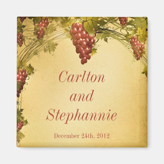 Wijngaard bruiloft magneet gunst (Voorkant)